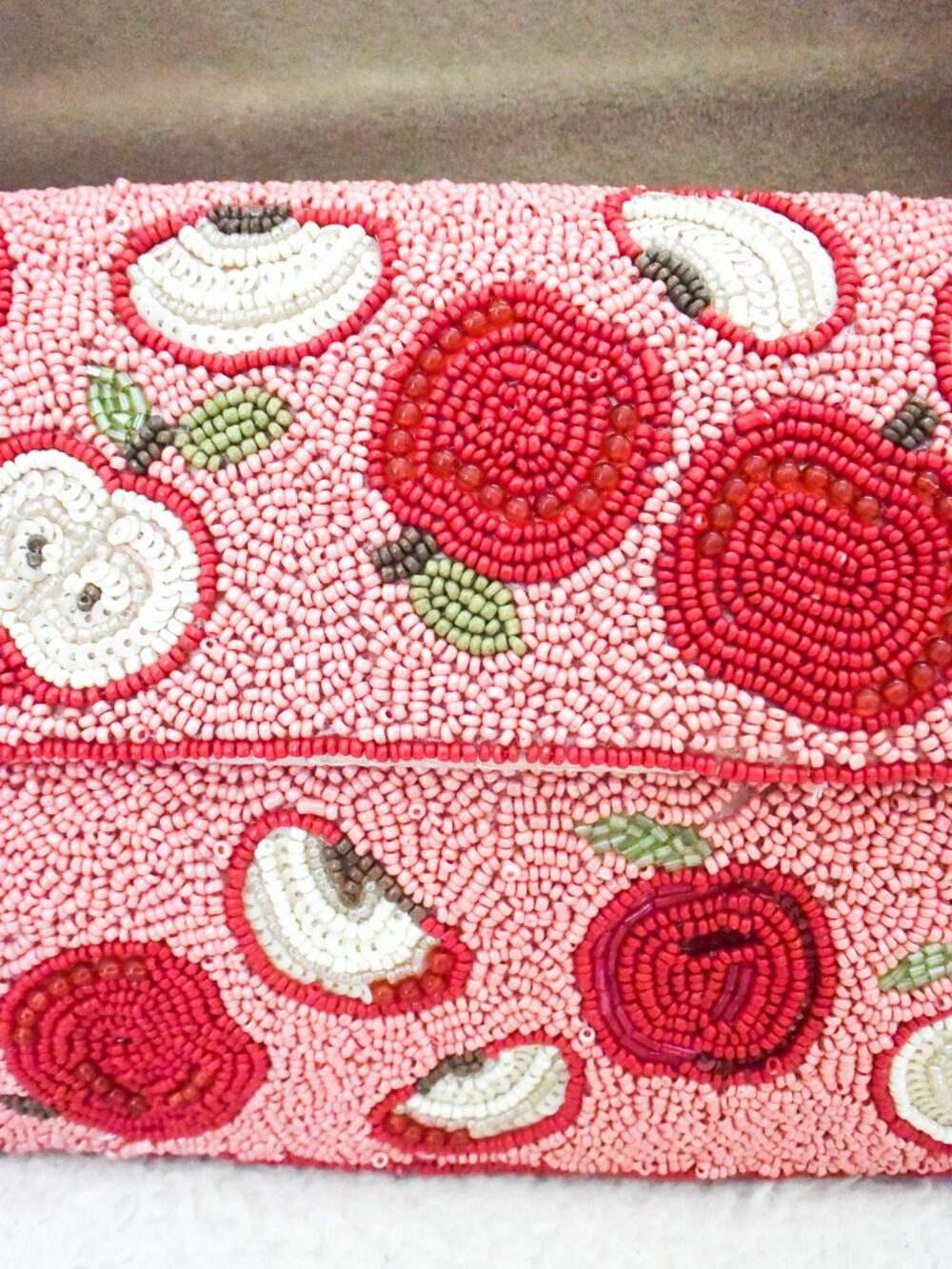 Made in India- Pink & Red Aple Beaded Purse/Bag - VIRAL - NEW! - Picture 3 of 11